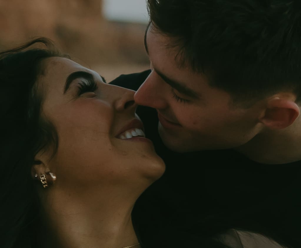 couple share an intimate moment together during their capitol reef national park elopement